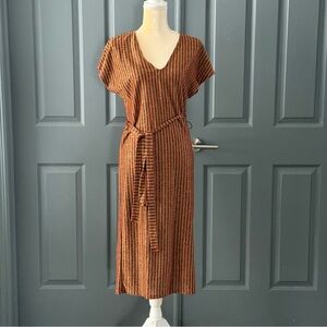 Zara Brown and Black Striped Midi Dress. Sz S